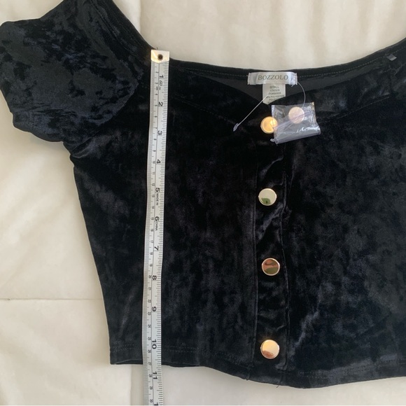 BOZZOLO black velvet crop top - Picture 3 of 5